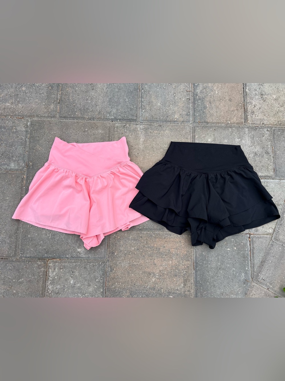 LOT (2) OFFLINE by Aerie Real Me Crossover & Ruffle Skorts Pink Black - Size S